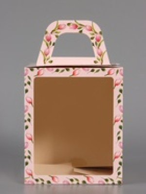 Коробка для кулича с окном "Тюльпаны", 15*15*18см, шт