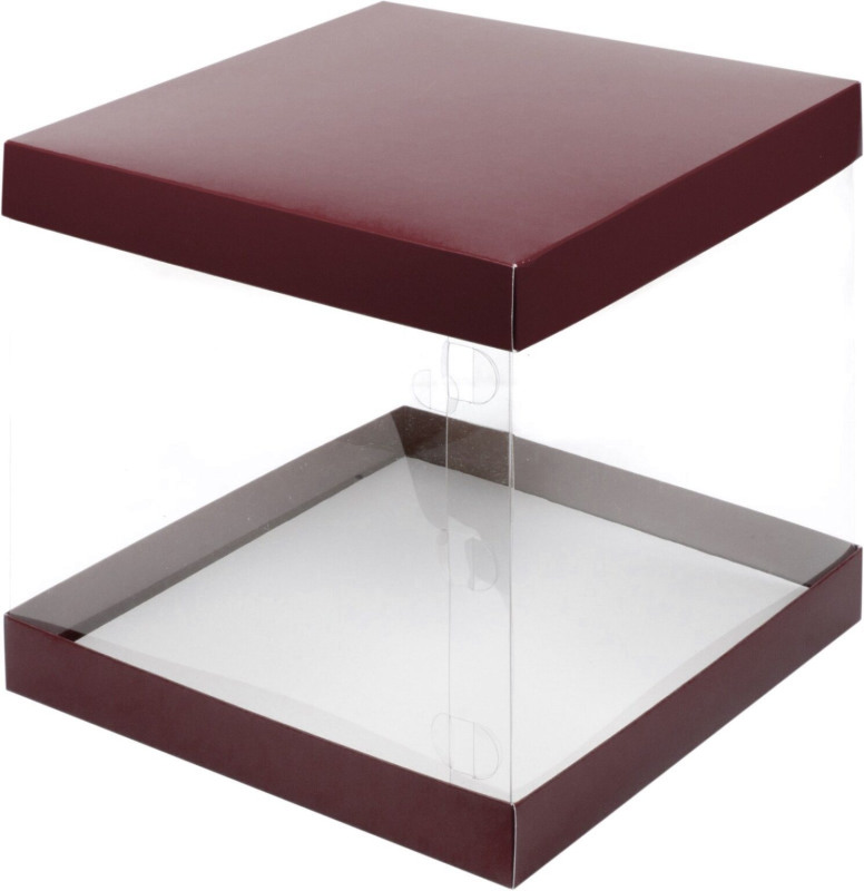 Коробка для торта 235*235*220 мм прозрачная ШОКОЛАД, РК,шт