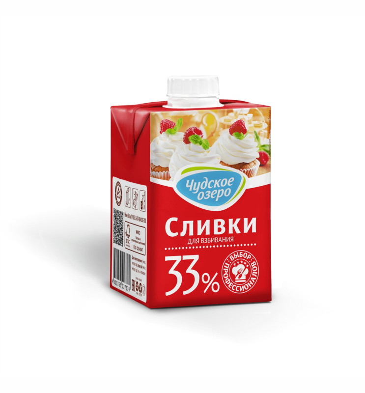 Сливки "Чудское озеро" 33% 0,500л